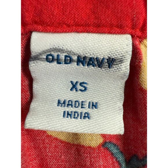 Old Navy Women's Red Floral Button Front Blouse Top Size XS - Picture 4 of 9